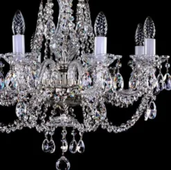 Casa Padrino Luxus Barock Kronleuchter Silber Ø 61 x H. 57 cm - Prunkvoller Messing Kronleuchter mit Böhmischem Kristallglas - Edel & Prunkvoll