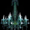 Casa Padrino Luxus Barock Kronleuchter Grün / Gold Ø 80 x H. 107 cm - Prunkvoller Barockstil Kronleuchter mit böhmischen Kristallglas - Edel & Prunkvoll