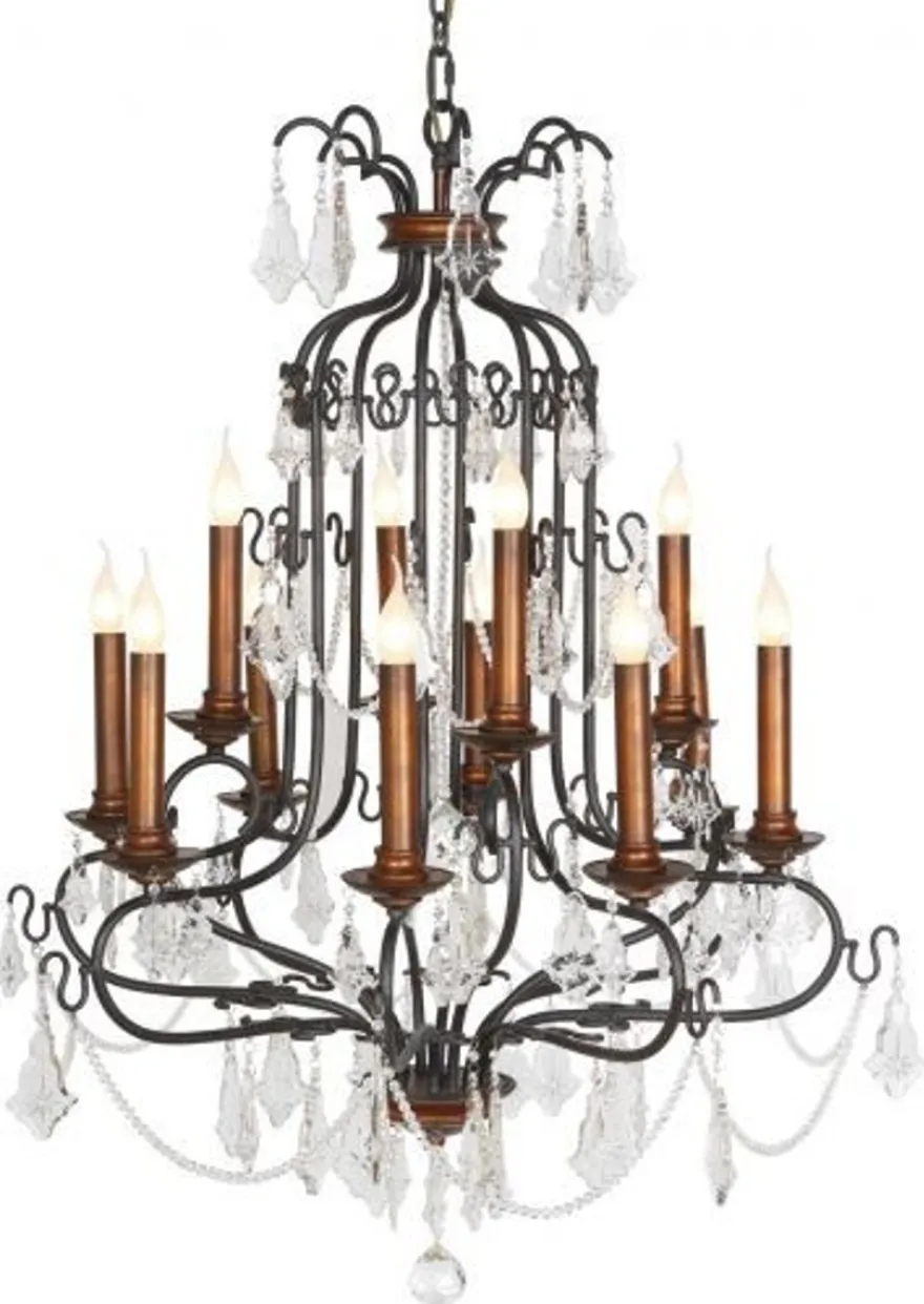 Casa Padrino Luxus Barock Kronleuchter mit echten Glaskristallen, 12 Flammig, Messing Finish, Ø 90 cm, Höhe 100 cm