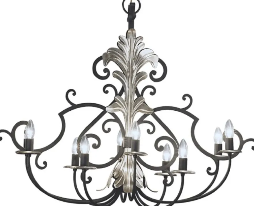Casa Padrino Luxus Barock Kronleuchter Anthrazit / Silber 105 x 40 x H. 90 cm - Ovaler Hotel & Restaurant Kronleuchter - Edel & Prunkvoll