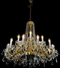 Casa Padrino Luxus Barock Kronleuchter Gold Ø 95 x H. 95 cm - Prunkvoller Messing Kronleuchter mit böhmischen Kristallglas - Barock Möbel - Edel & Prunkvoll