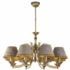 Casa Padrino Luxus Barock Kronleuchter Messing mit Patina / Grau-Blau Ø 70 x H. 70 cm