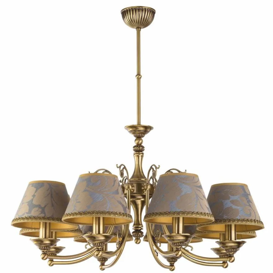 Casa Padrino Luxus Barock Kronleuchter Messing mit Patina / Grau-Blau Ø 70 x H. 70 cm