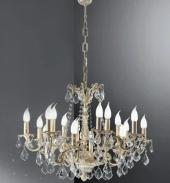 Casa Padrino Luxus Barock Kronleuchter Elfenbein Ø 72 x H. 53 cm - Prunkvoller 16-flammiger Messing Kronleuchter - Barockstil Möbel