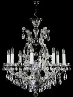 Casa Padrino Luxus Barock Kronleuchter Schwarz Ø 73 x H. 79 cm - Prunkvoller Kronleuchter mit Böhmischem Kristallglas - Hotel & Restaurant Kronleuchter