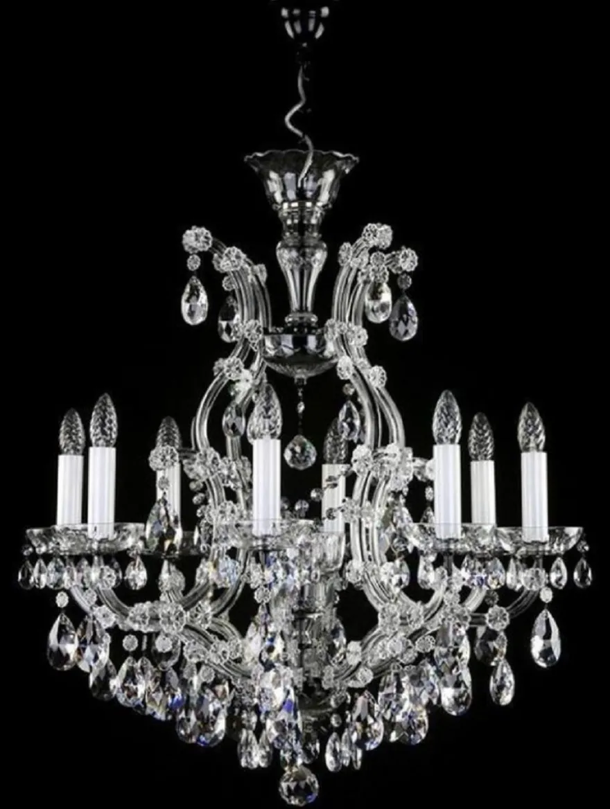 Casa Padrino Luxus Barock Kronleuchter Schwarz Ø 73 x H. 79 cm - Prunkvoller Kronleuchter mit Böhmischem Kristallglas - Hotel & Restaurant Kronleuchter