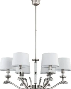 Casa Padrino Luxus Barock Kronleuchter Matt Silber / Weiß Ø 76 cm
