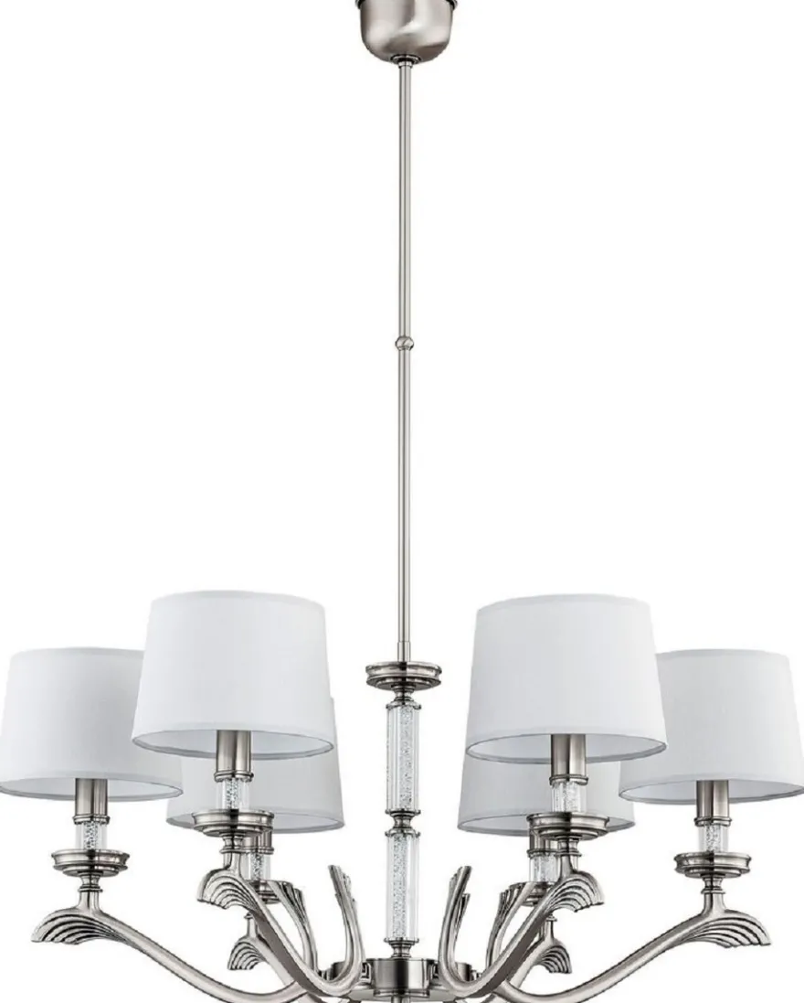 Casa Padrino Luxus Barock Kronleuchter Matt Silber / Weiß Ø 76 cm