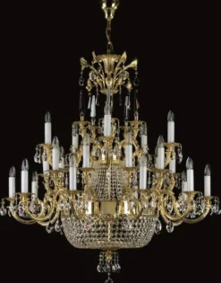 Casa Padrino Luxus Barock Kronleuchter Gold Ø 120 x H. 135 cm - Prunkvoller Messing Kronleuchter mit Böhmischem Kristallglas - Edel & Prunkvoll