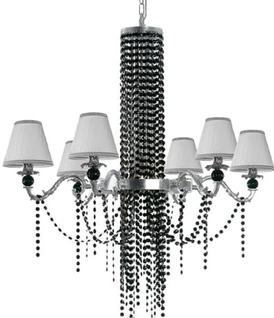 Casa Padrino Luxus Barock Kronleuchter Silber / Schwarz Ø 93 x H. 100 cm - Prunkvoller Lüster mit Böhmischem Kristallglas - Barock Möbel - Edel & Prunkvoll