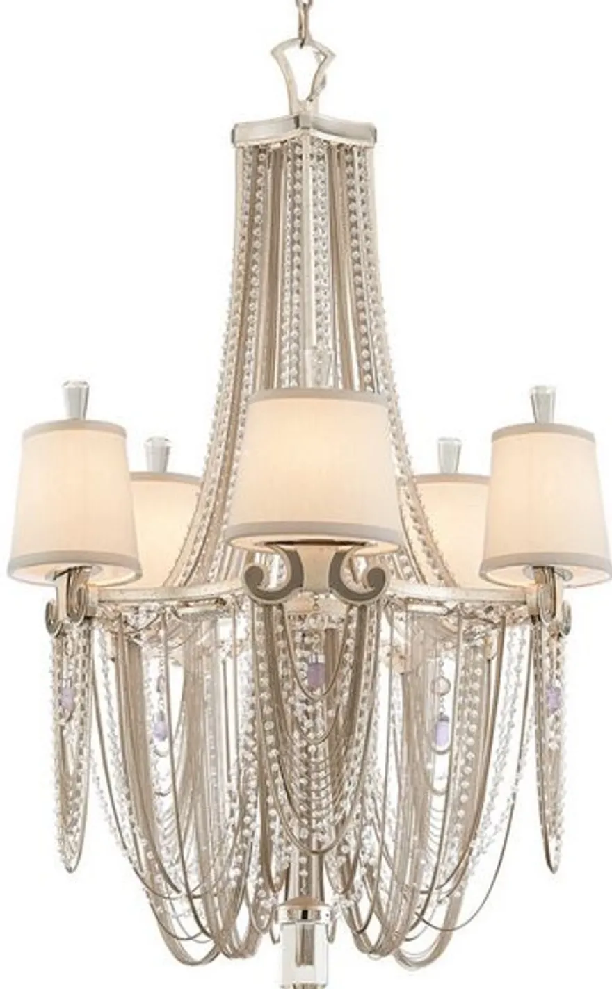 Casa Padrino Luxus Barock Kronleuchter Silber / Creme Ø 66 x H. 104 cm - Prunkvoller Hotel & Restaurant Kronleuchter im Barockstil