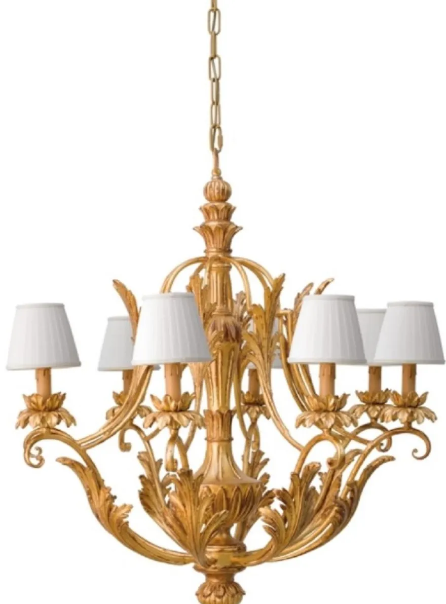 Casa Padrino Luxus Barock Kronleuchter Antik Gold / Weiß Ø 80 x H. 89,5 cm - Prunkvoller Barockstil Wohnzimmer Kronleuchter - Edel & Prunkvoll - Luxus Qualität - Made in Italy