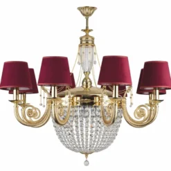 Casa Padrino Luxus Barock Kronleuchter Gold / Bordeauxrot Ø 98 x H. 98 cm