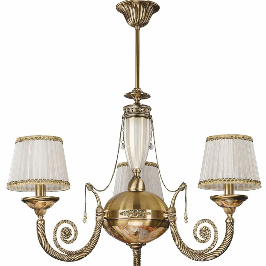Casa Padrino Luxus Barock Kronleuchter Messing / Bunt / Weiß / Gold Ø 70 x H. 65 cm