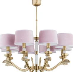 Casa Padrino Luxus Barock Kronleuchter Matt Gold / Rosa Ø 72 cm