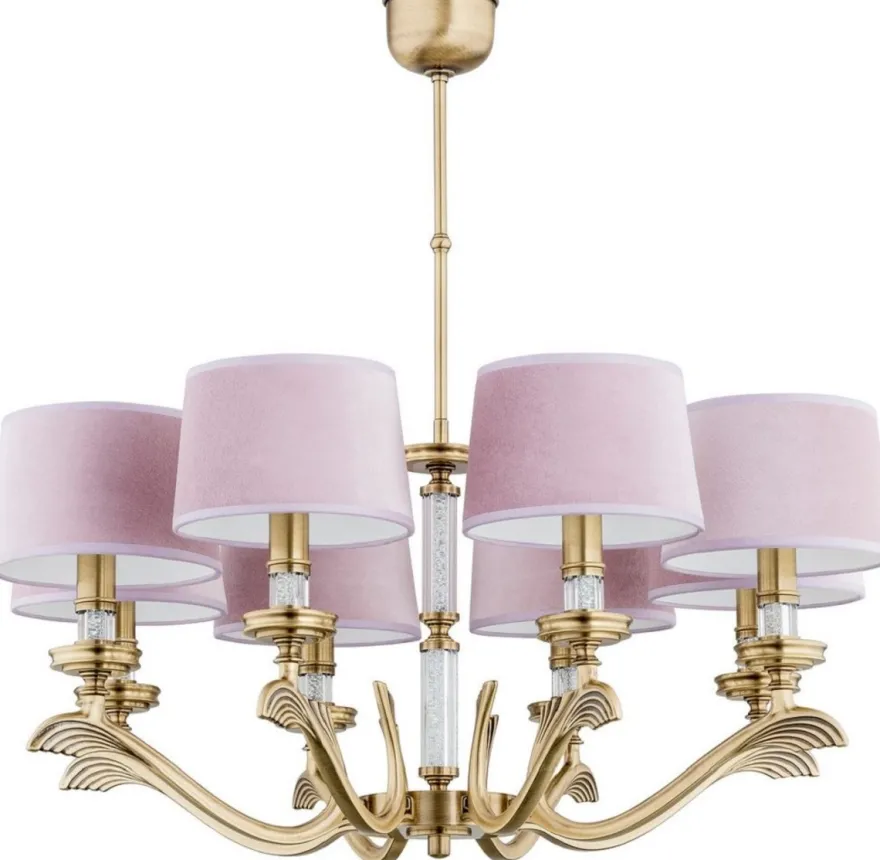 Casa Padrino Luxus Barock Kronleuchter Matt Gold / Rosa Ø 72 cm