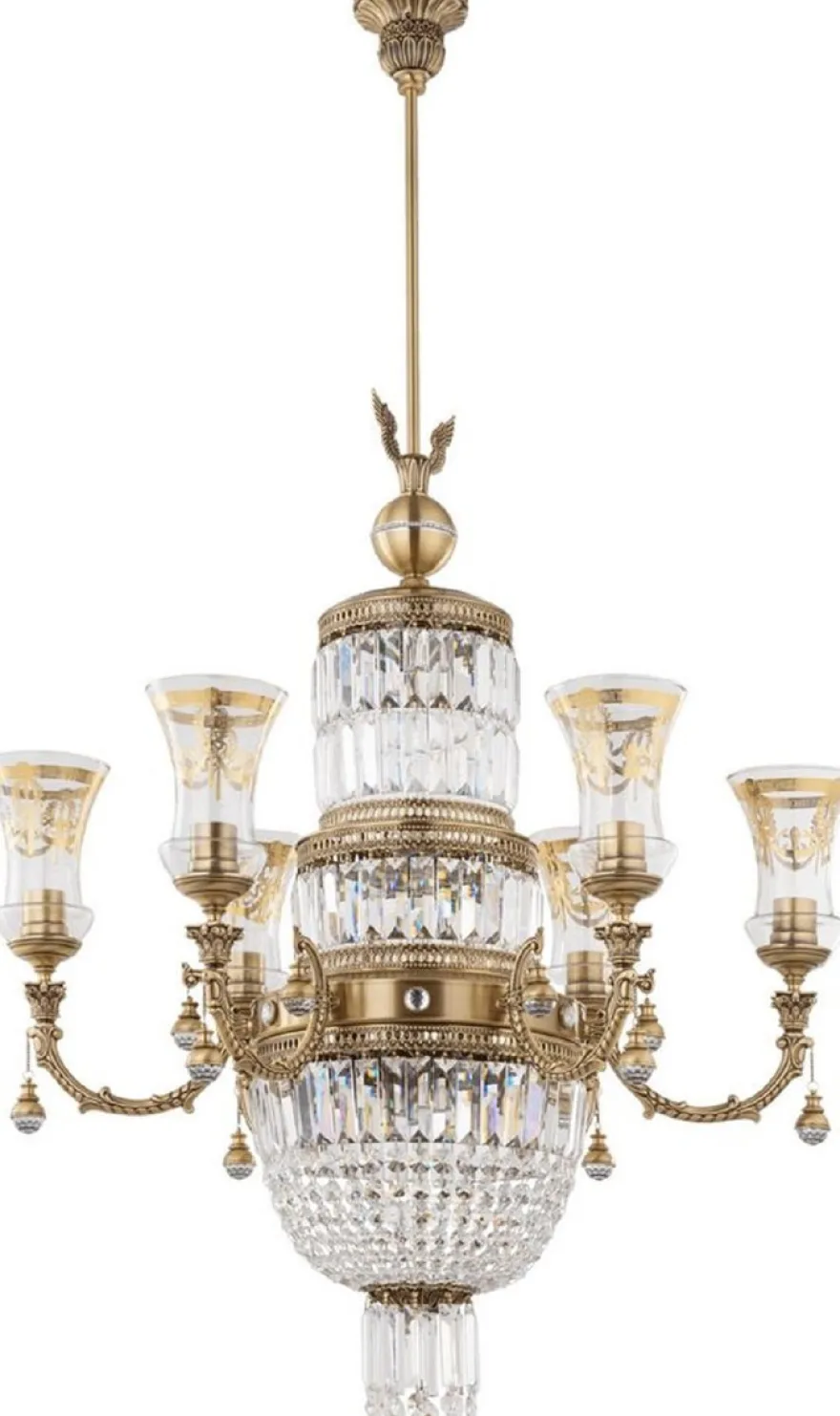 Casa Padrino Luxus Barock Kronleuchter Messing mit Patina / Gold Ø 75 x H. 138 cm