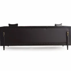 Casa Padrino Luxus Barock Kunstleder Sofa Dunkelbraun / Gold 235 cm - Barock Möbel