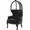 Casa Padrino Luxus Barock Kunstleder Thron Sessel Schwarz - Barockstil Möbel