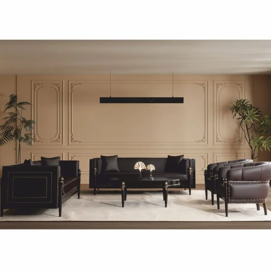 Casa Padrino Luxus Barock Kunstleder Sessel Dunkelbraun / Gold - Barockstil Möbel