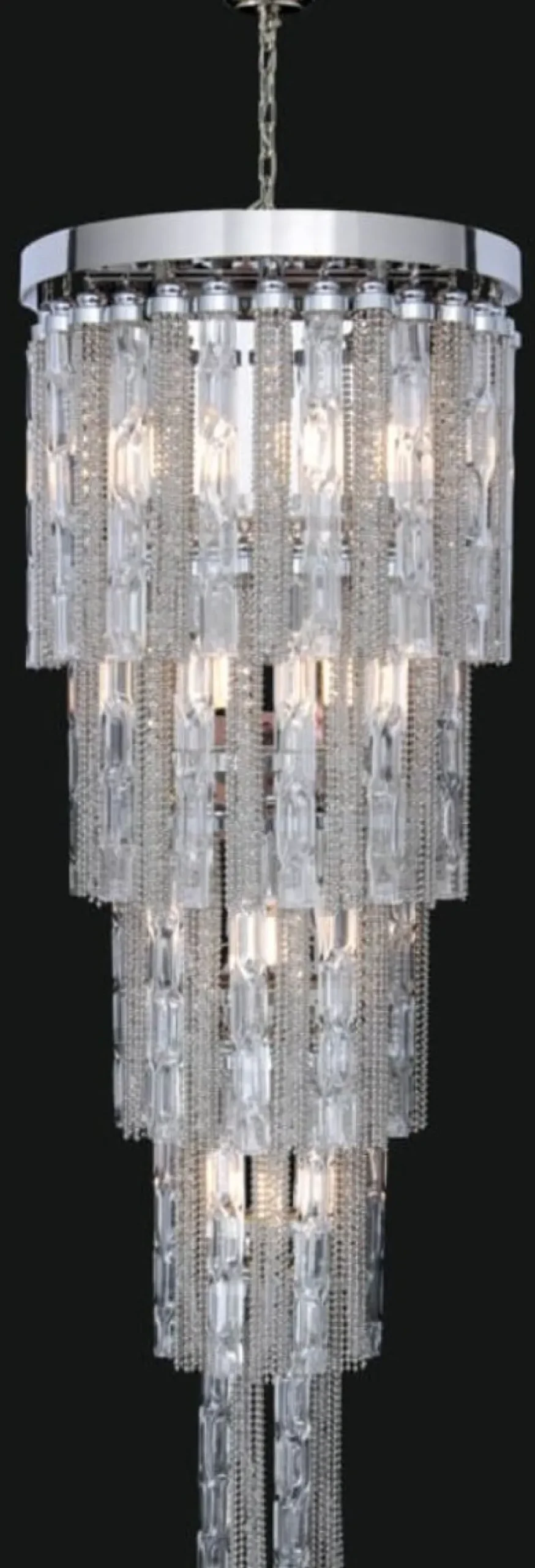 Casa Padrino Luxus Barock LED Kronleuchter Silber Ø 50 x H. 80 cm - Prunkvoller Kronleuchter im Barockstil - Luxus Qualität