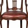 Casa Padrino Luxus Barock Leder Esszimmer Stuhl 6er Set mit Armlehnen Braun - Prunkvolle Barockstil Echtleder Küchen Stühle - Luxus Barock Esszimmer Möbel - Edel & Prunkvoll
