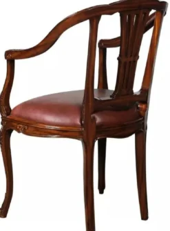 Casa Padrino Luxus Barock Leder Esszimmer Stuhl 4er Set mit Armlehnen Braun - Prunkvolle Barockstil Echtleder Küchen Stühle - Luxus Barock Esszimmer Möbel - Edel & Prunkvoll
