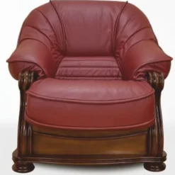 Casa Padrino Luxus Barock Leder Sessel Bordeauxrot / Braun - Barock Möbel
