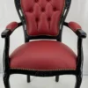 Casa Padrino Luxus Barock Leder Esszimmerstuhl mit Armlehnen Bordeauxrot / Schwarz - Prunkvoller Echtleder Stuhl im Barockstil - Barock Esszimmer Möbel - Luxus Qualität - Made in Italy