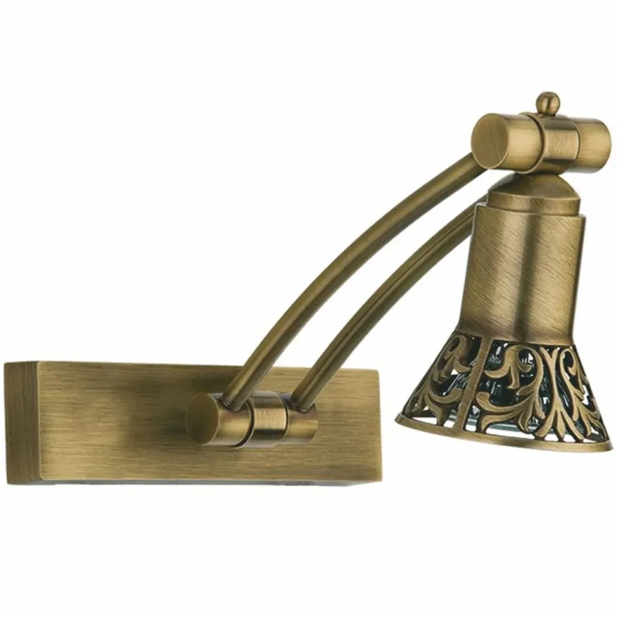 Casa Padrino Luxus Barock LED Wandleuchte / Leseleuchte Messing mit Patina H. 20 cm