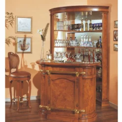 Casa Padrino Luxus Barock Leder Barstuhl Braun / Gold H. 118 cm - Bar Möbel - Made in Italy