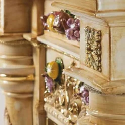 Casa Padrino Luxus Barock LED Keramik Elektrokamin Beige / Bunt / Gold 135 cm - Barock Möbel - Made in Italy
