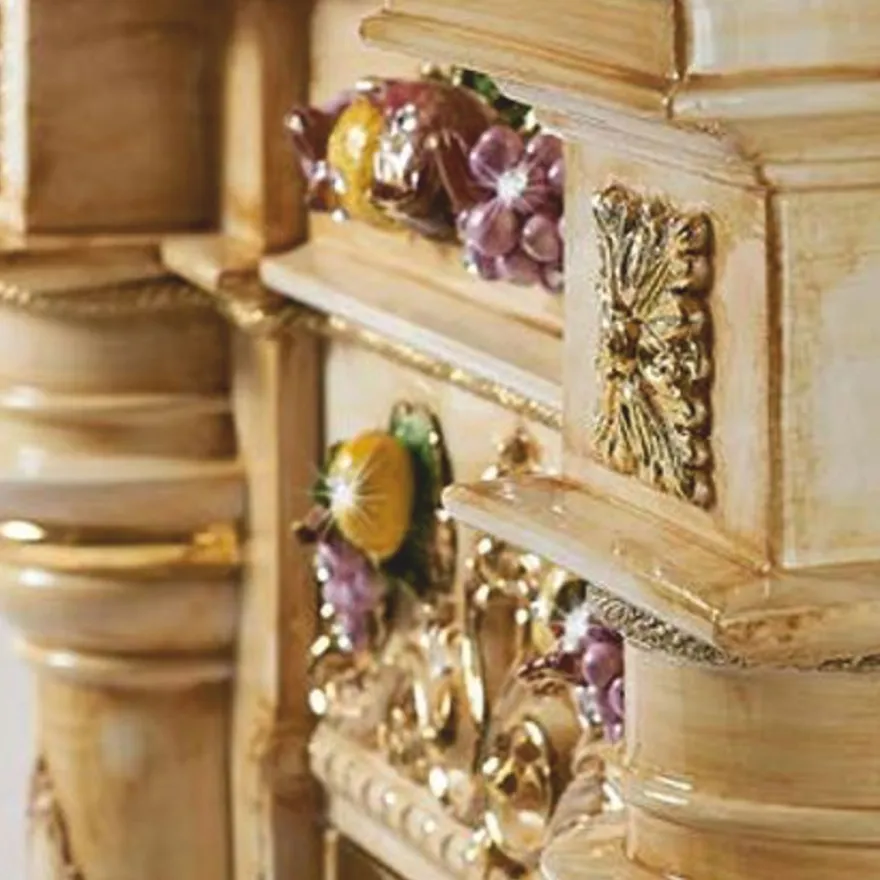 Casa Padrino Luxus Barock LED Keramik Elektrokamin Beige / Bunt / Gold 135 cm - Barock Möbel - Made in Italy