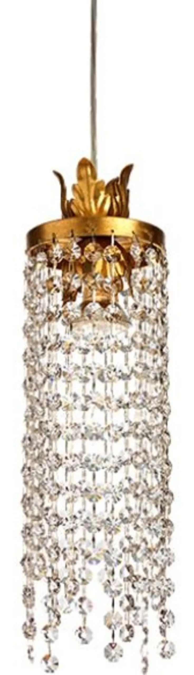 Casa Padrino Luxus Barock LED Kronleuchter Gold Ø 11 x H. 50 cm - Prunkvoller Lüster mit edlem Swarovski Kristallglas - Barock Möbel - Edel & Prunkvoll