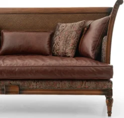 Casa Padrino Luxus Barock Leder Sofa Braun - Prunkvolles Barockstil Sofa mit hochwertigem Echtleder - Luxus Wohnzimmer Möbel im Barockstil - Barock Leder Möbel - Edel & Prunkvoll