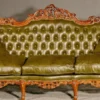 Casa Padrino Luxus Barock Leder Sofa Grün / Braun - Prunkvolles Wohnzimmer Sofa mit hochwertigem Echtleder - Barock Wohnzimmer & Hotel Möbel - Luxus Qualität - Made in Italy