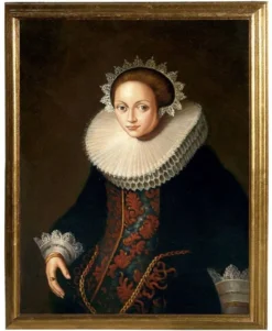 Casa Padrino Luxus Barock Ölgemälde Lady Mehrfarbig / Gold 55 x H. 65 cm - Handgemaltes Gemälde im Barockstil - Barock Wand Deko