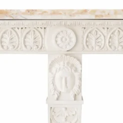 Casa Padrino Luxus Barock Mahagoni Konsole mit Marmorplatte Antik Weiß / Weiß 214 cm