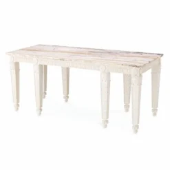 Casa Padrino Luxus Barock Mahagoni Konsole mit Marmorplatte Antik Weiß / Weiß 214 cm