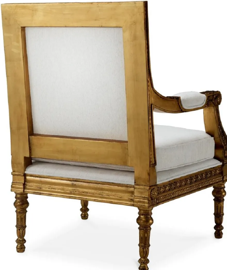 Casa Padrino Luxus Barock Mahagoni Sessel mit Sitzkissen Creme / Antik Gold - Prunkvoller Barockstil Wohnzimmer & Hotel Sessel - Barock Wohnzimmer & Hotel Möbel - Luxus Qualität