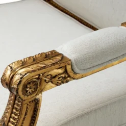 Casa Padrino Luxus Barock Mahagoni Sessel mit Sitzkissen Creme / Antik Gold - Prunkvoller Barockstil Wohnzimmer & Hotel Sessel - Barock Wohnzimmer & Hotel Möbel - Luxus Qualität