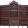 Casa Padrino Luxus Barock Mahagoni Bücherschrank Dunkelbraun 280 x 47 x H. 245 cm - Prunkvoller Barockstil Schrank mit Leiter - Barock Büro Möbel - Edel & Prunkvoll
