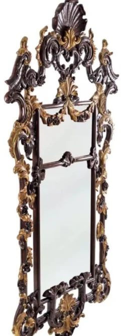 Casa Padrino Luxus Barock Mahagoni Spiegel Dunkelbraun / Gold H. 210 cm - Barock Möbel