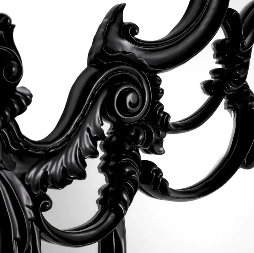 Casa Padrino Luxus Barock Mahagoni Spiegel Schwarz - Prunkvoller Barockstil Wandspiegel aus handgeschnitztem Mahagoni Holz - Luxus Möbel im Barockstil - Prunkvolle Barock Möbel - Edel & Prunkvoll