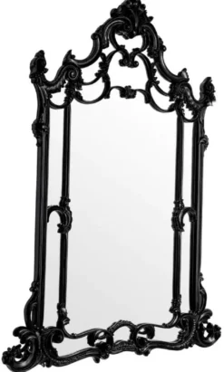 Casa Padrino Luxus Barock Mahagoni Spiegel Schwarz - Prunkvoller Barockstil Wandspiegel aus handgeschnitztem Mahagoni Holz - Luxus Möbel im Barockstil - Prunkvolle Barock Möbel - Edel & Prunkvoll