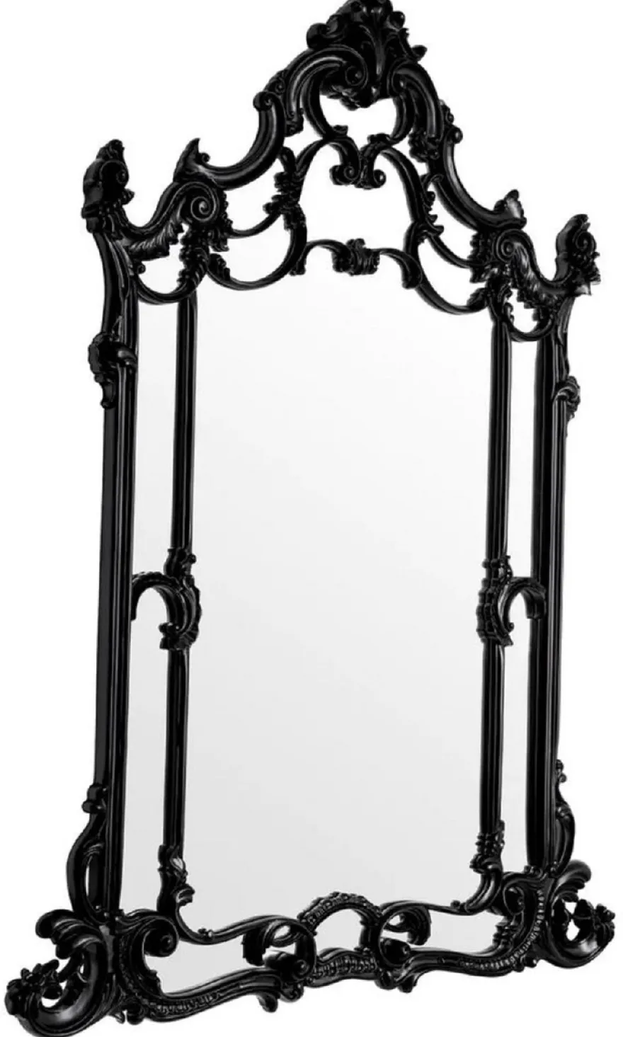 Casa Padrino Luxus Barock Mahagoni Spiegel Schwarz - Prunkvoller Barockstil Wandspiegel aus handgeschnitztem Mahagoni Holz - Luxus Möbel im Barockstil - Prunkvolle Barock Möbel - Edel & Prunkvoll