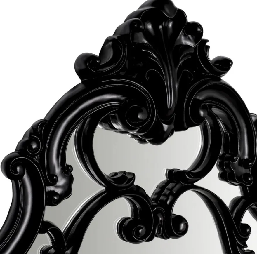 Casa Padrino Luxus Barock Mahagoni Spiegel Schwarz - Prunkvoller Barockstil Wandspiegel aus handgeschnitztem Mahagoni Holz - Luxus Möbel im Barockstil - Prunkvolle Barock Möbel - Edel & Prunkvoll