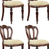 Casa Padrino Luxus Barock Mahagoni Esszimmer Stuhl 4er Set Gold / Dunkelbraun - Barock Möbel