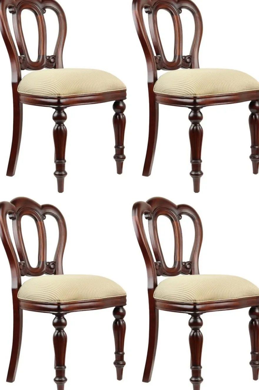 Casa Padrino Luxus Barock Mahagoni Esszimmer Stuhl 4er Set Gold / Dunkelbraun - Barock Möbel