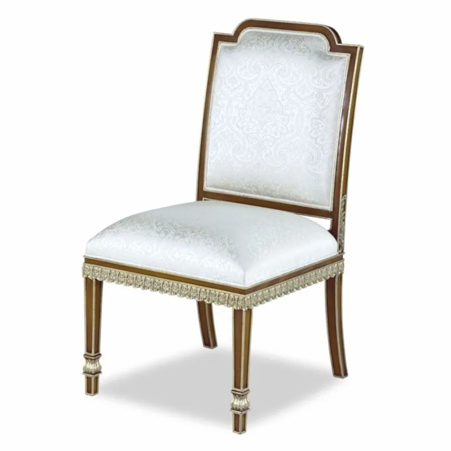 Casa Padrino Luxus Barock Mahagoni Esszimmer Stuhl Weiß / Braun / Gold H. 102 cm - Barock Möbel